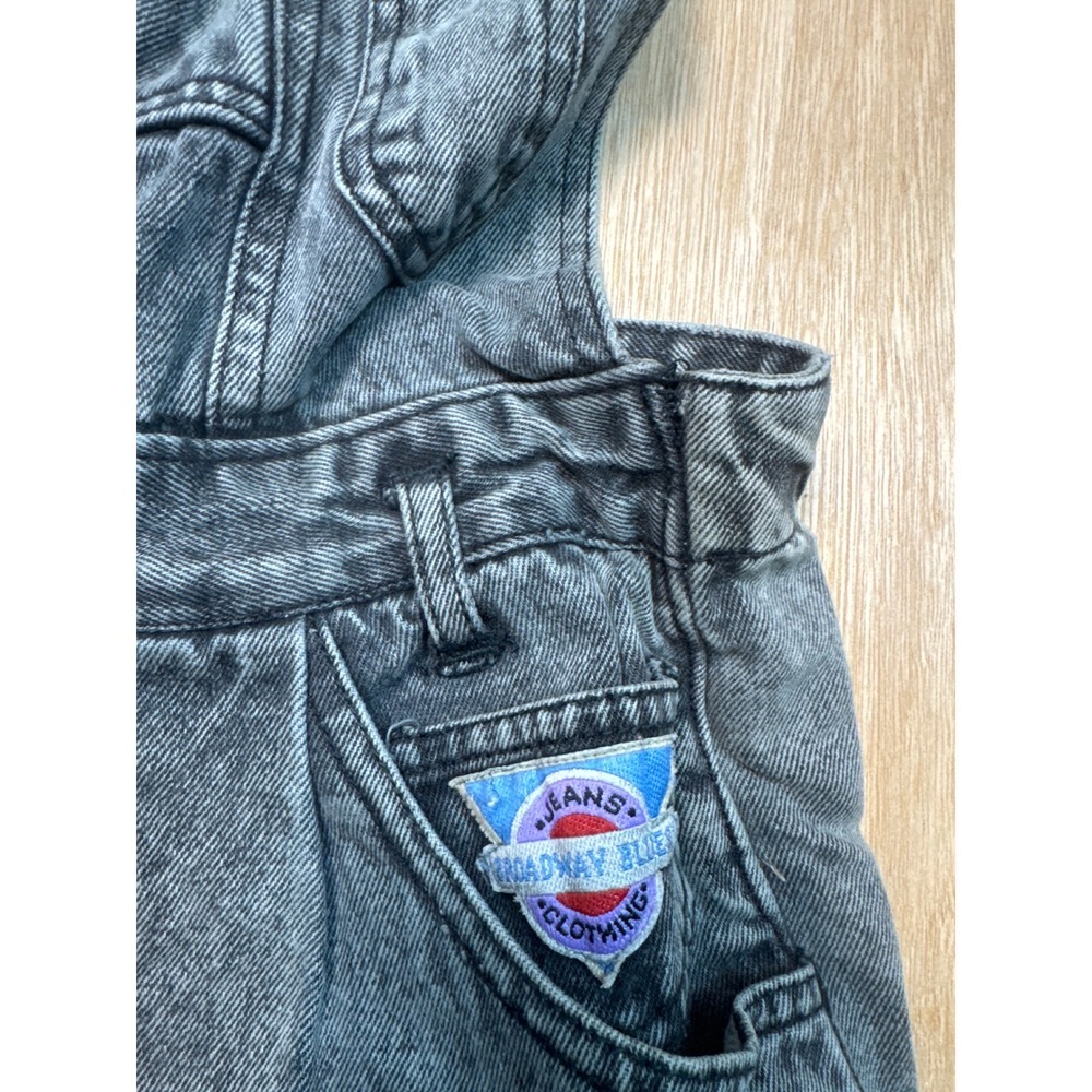 Vintage Broadway Blues Womens XL Black Acid Wash Denim Overalls Shortalls Y2K - Picture 4 of 8